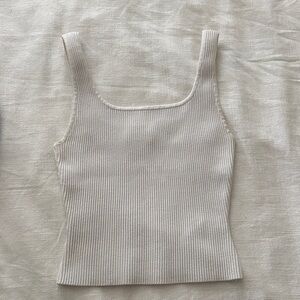 Babaton Cream Ribbed Tank Top
